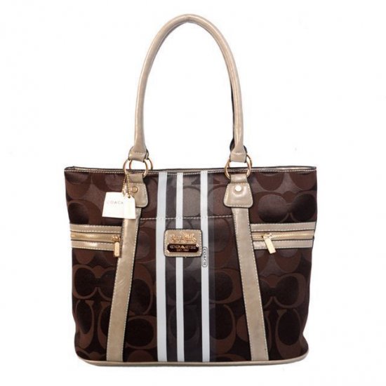 Coach Zip In Signature Medium Coffee Totes BFH | Coach Outlet Canada